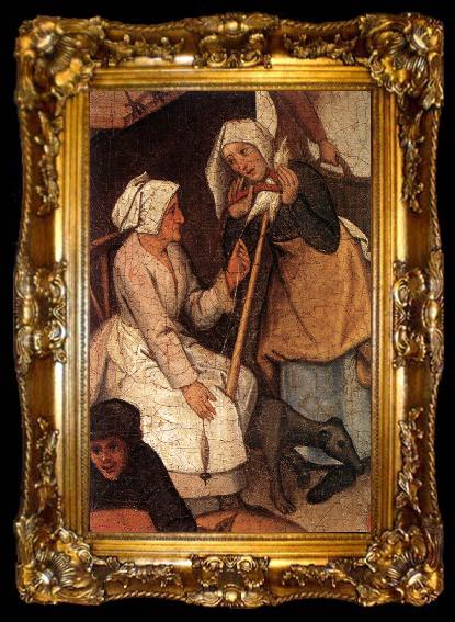 framed  BRUEGHEL, Pieter the Younger Proverbs (detail) fgjh, ta009-2